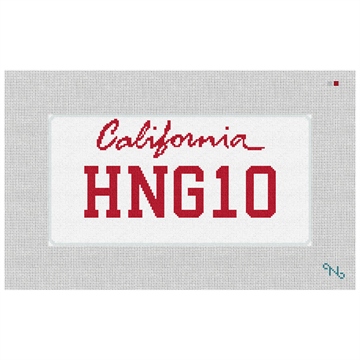 California Vanity Plate Needlepoint Pillow Kit Stitched Preview
