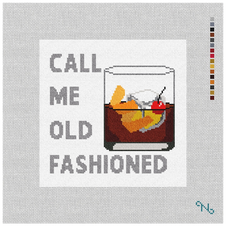 Call Me Old Fashioned Needlepoint Pillow Kit Stitched Preview