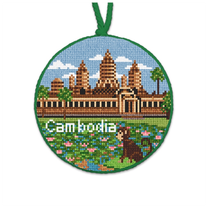 Cambodia Needlepoint Ornament