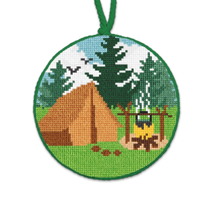 Camping Needlepoint Ornament