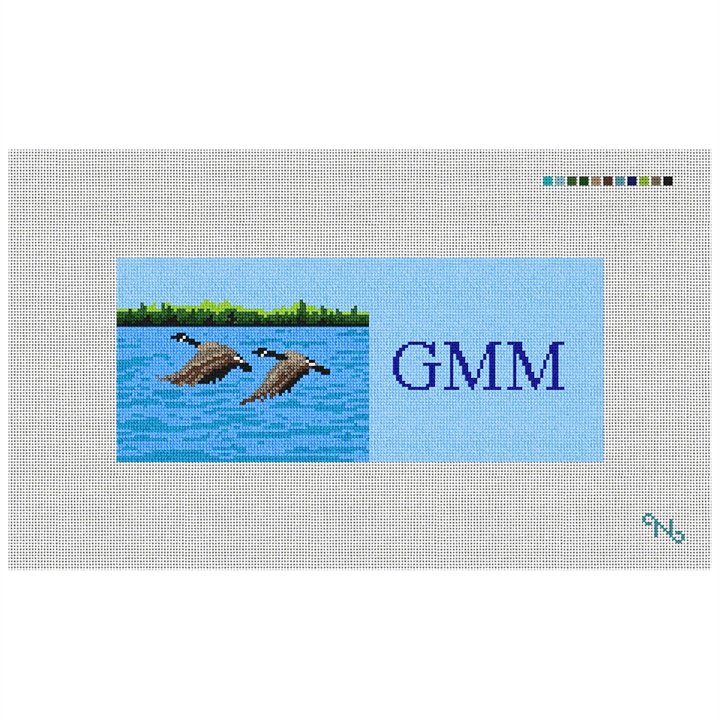 Canada Goose Needlepoint Flask Kit Stitched Preview