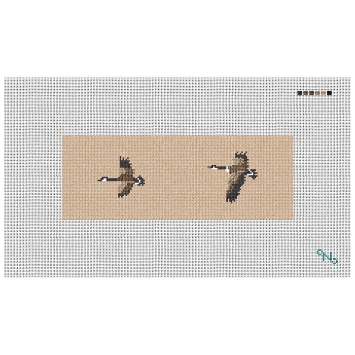 Canadian Geese Needlepoint Wallet Kit Stitched Preview
