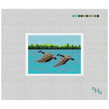 Canadian Goose Needlepoint Card Wallet Kit Stitched Preview