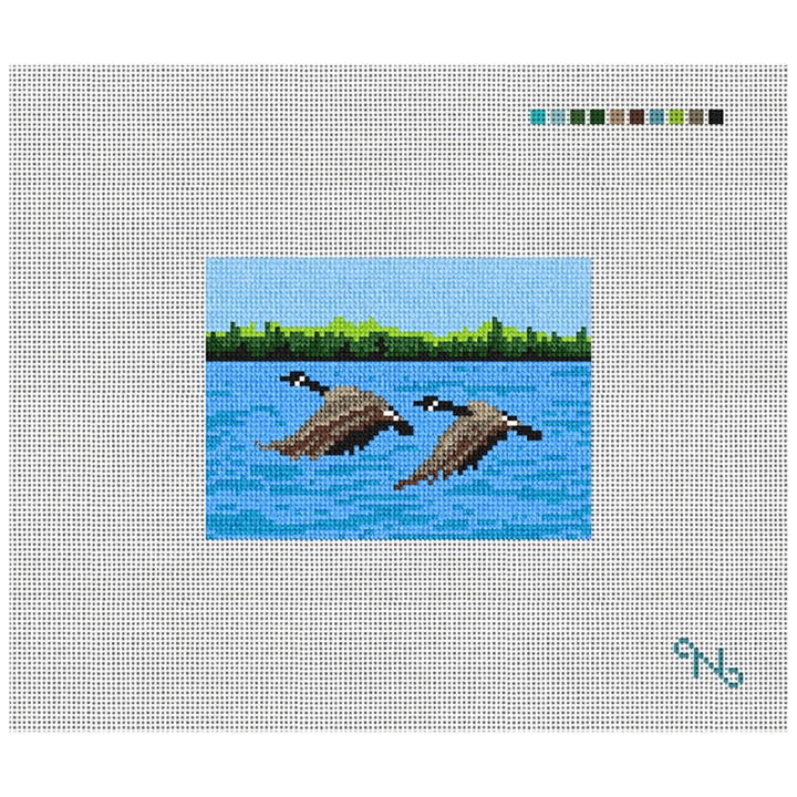Canadian Goose Needlepoint Card Wallet Kit Stitched Preview