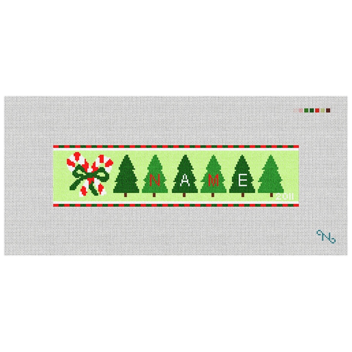Candy Cane - Personalized Needlepoint Kit Stitched Preview