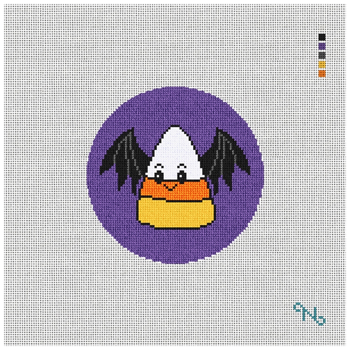 Candy Corn Bat Needlepoint Ornament Kit Stitched Preview