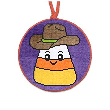 Candy Corn Cowboy Needlepoint Ornament