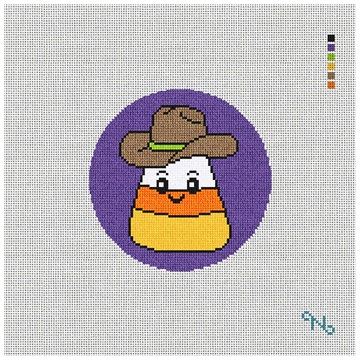 Candy Corn Cowboy Needlepoint Ornament Kit Stitched Preview