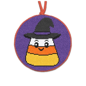 Candy Corn Witch Needlepoint Ornament