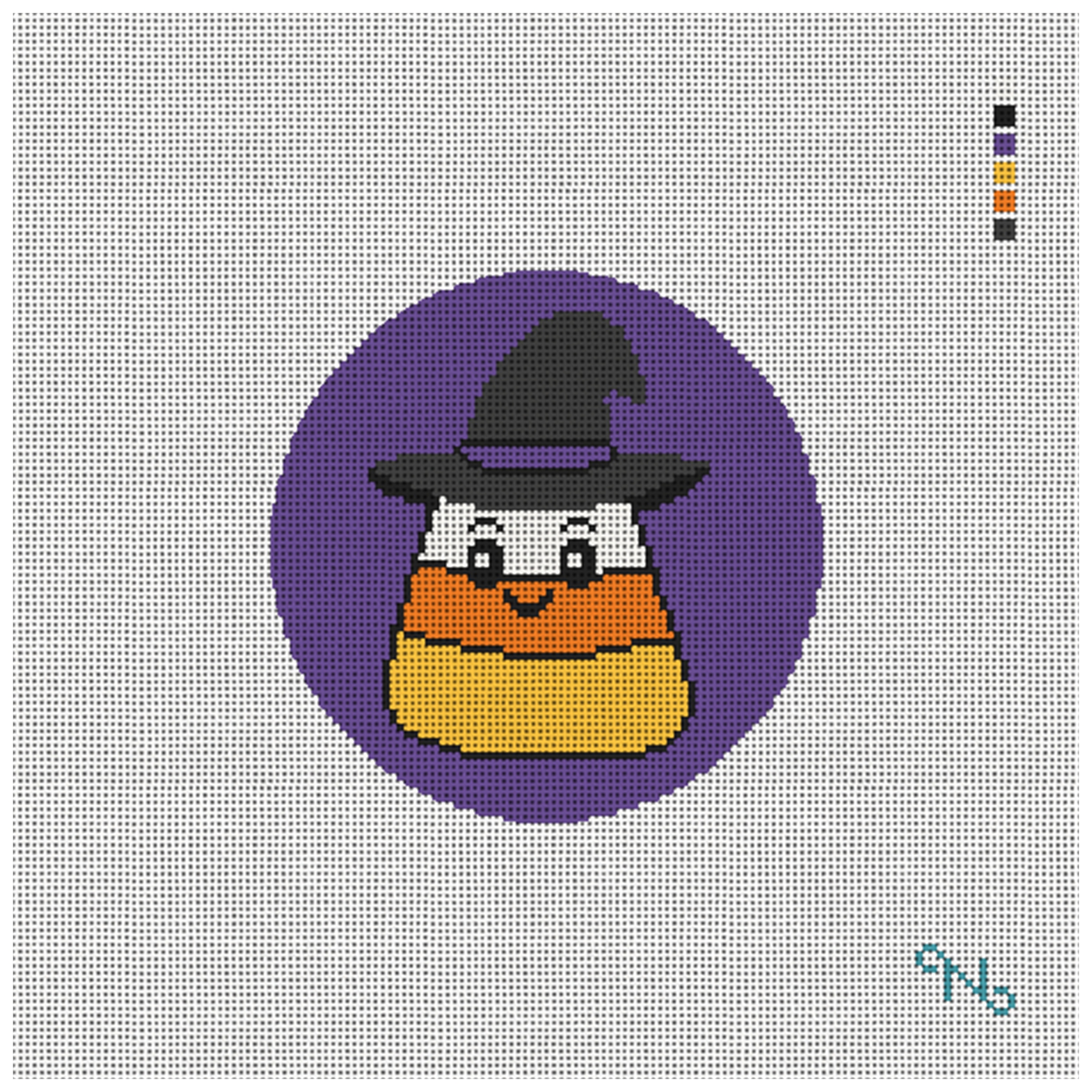 Candy Corn Witch Needlepoint Ornament Kit