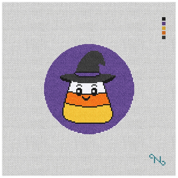 Candy Corn Witch Needlepoint Ornament Kit Stitched Preview