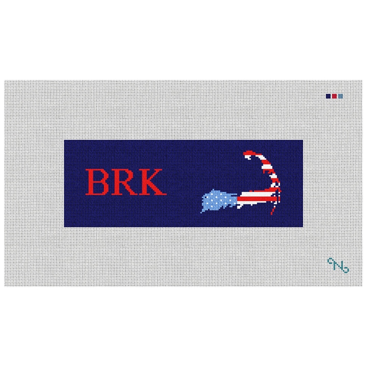 Cape Cod Needlepoint Wallet Kit Stitched Preview