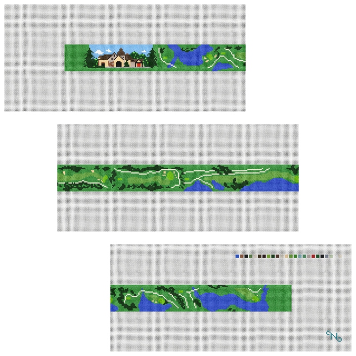 Capital City Club Golf Needlepoint Belt Kit Stitched Preview