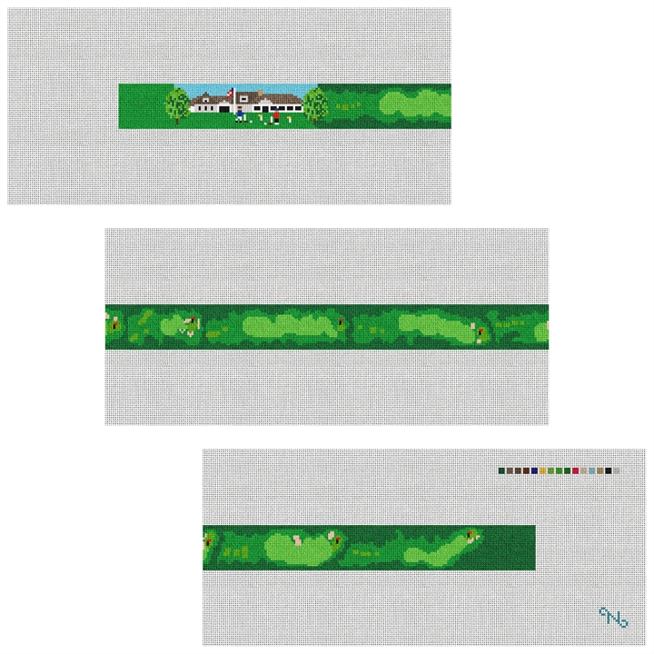 Captains Golf Course Needlepoint Belt Kit Stitched Preview