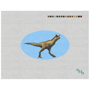 Carnotaurus Needlepoint Ornament Kit Stitched Preview