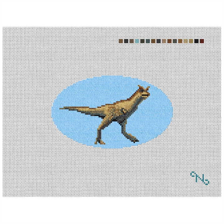 Carnotaurus Needlepoint Ornament Kit Stitched Preview