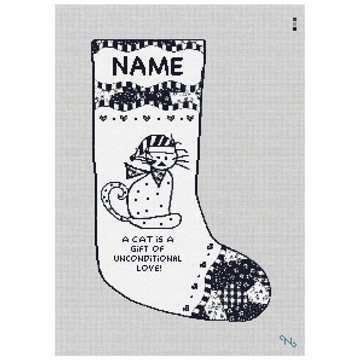 Cat is a Gift Needlepoint Stocking Kit Stitched Preview