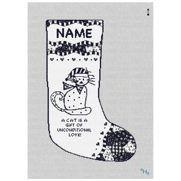 Cat is a Gift Needlepoint Stocking Kit Stitched Preview