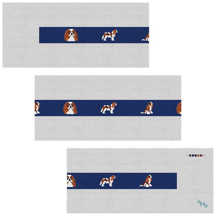 Cavalier King Charles Needlepoint Belt Kit Stitched Preview