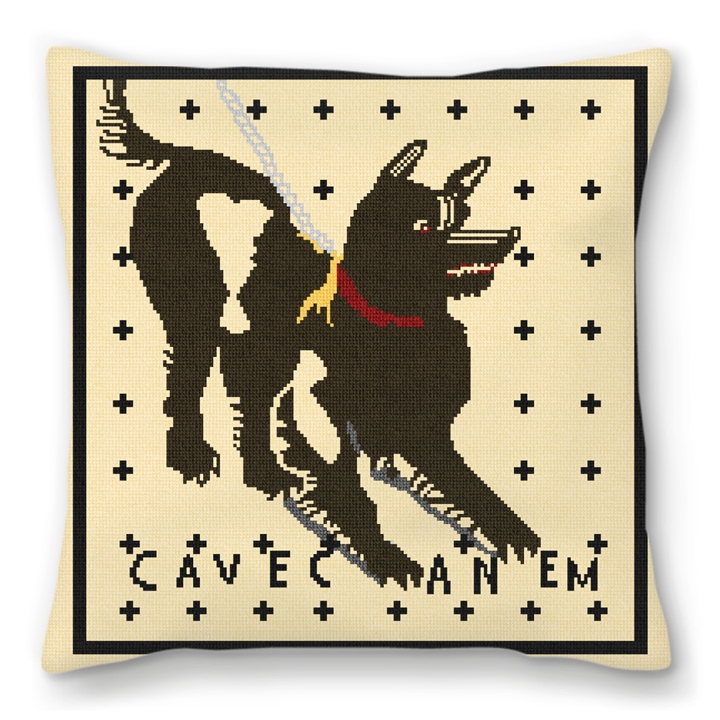 Cave Canem Mosaic Needlepoint Pillow