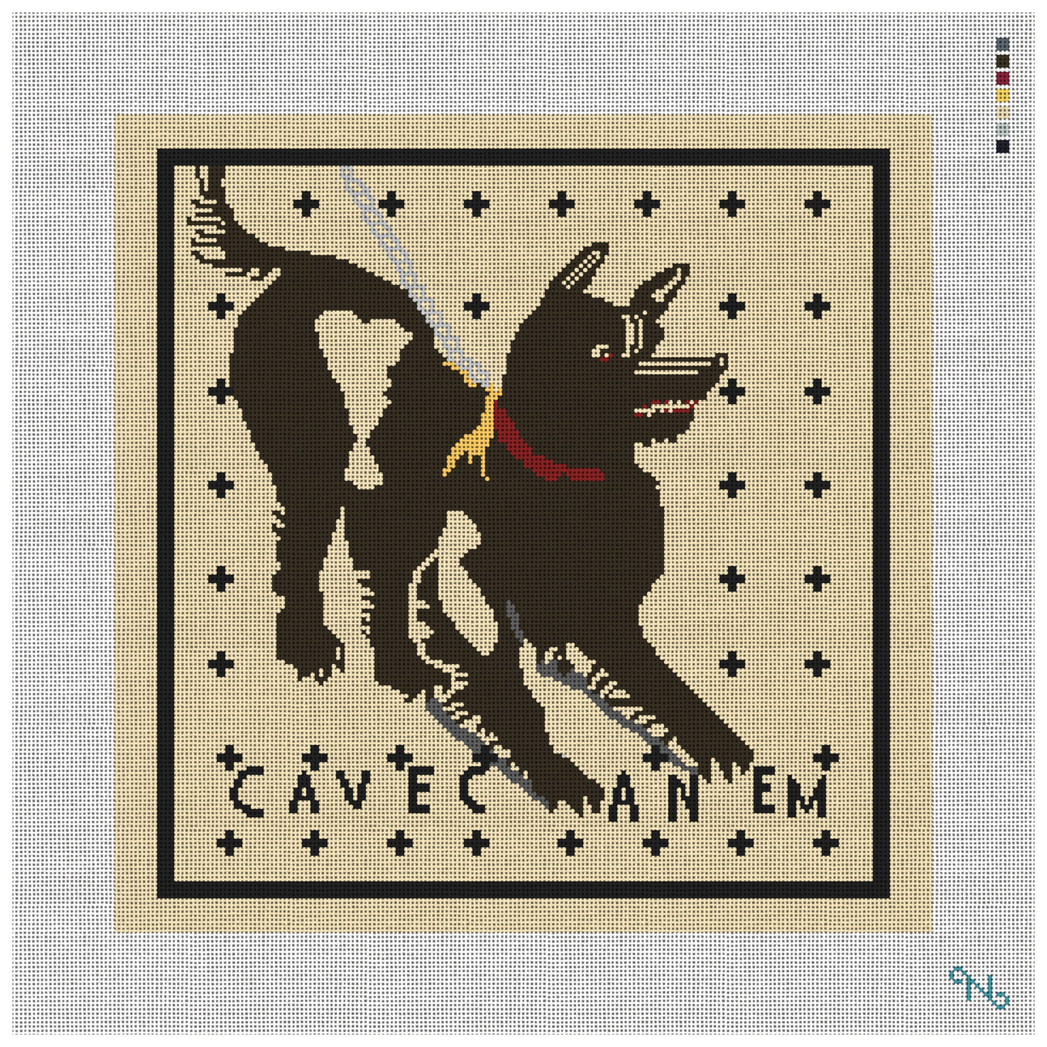 Cave Canem Mosaic Needlepoint Pillow Kit