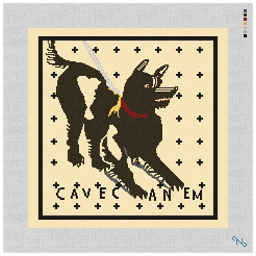 Cave Canem Mosaic Needlepoint Pillow Kit Stitched Preview