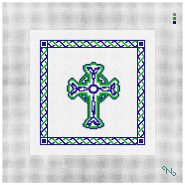 Celtic Cross Wedding Needlepoint Pillow Kit Stitched Preview