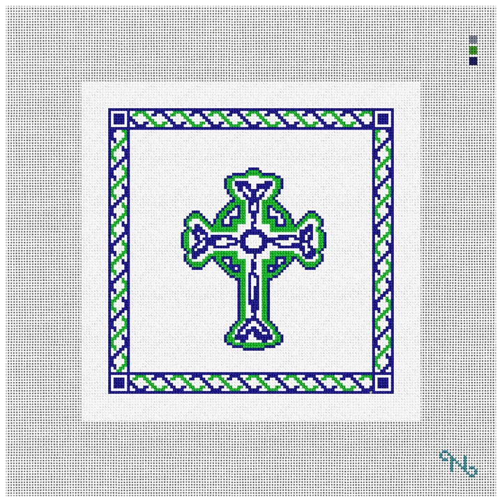 Celtic Cross Wedding Needlepoint Pillow Kit Stitched Preview
