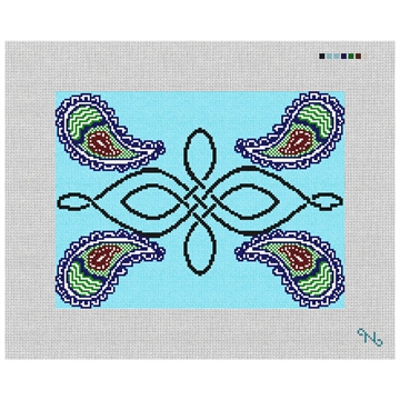 Celtic Knot Paisley Custom Needlepoint Kit Stitched Preview