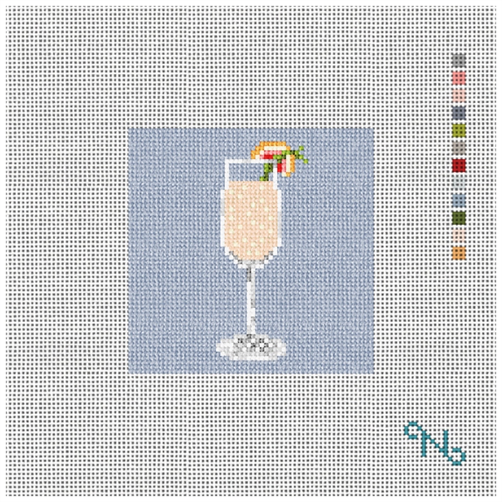 Champagne Cocktail Needlepoint Ornament Kit Stitched Preview