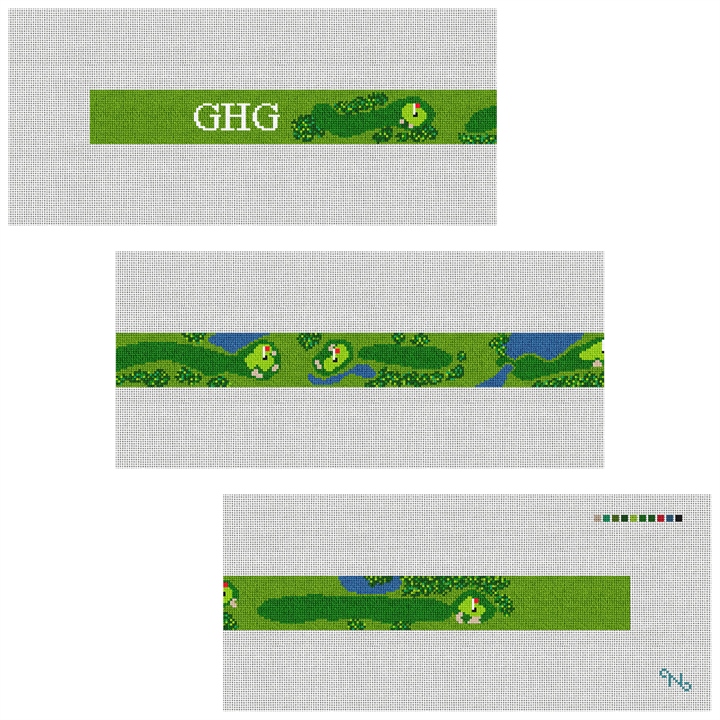 Champions Golf Club Needlepoint Belt Kit Stitched Preview