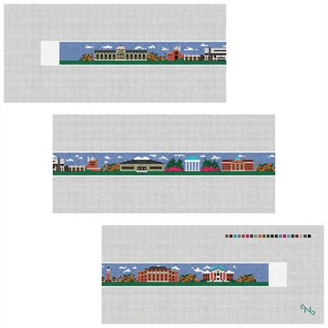 Chapel Hill NC Landscape Needlepoint Belt Kit Stitched Preview