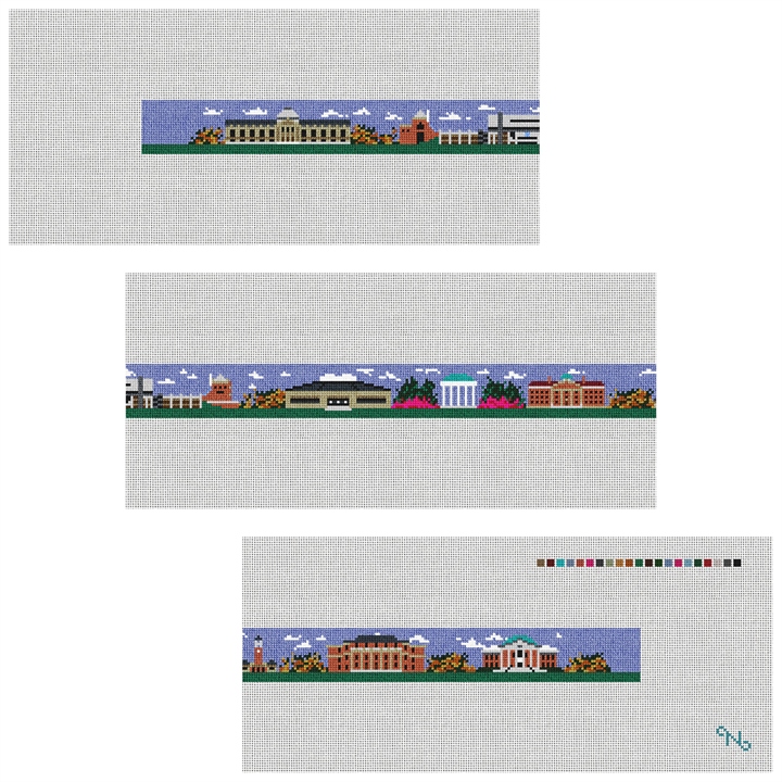 Chapel Hill NC Landscape Needlepoint Belt Kit Stitched Preview