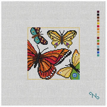 Charming Butterflies Needlepoint Coaster Kit