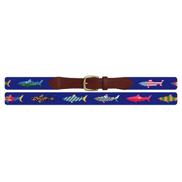 Chatham Great White Shark Needlepoint Belt