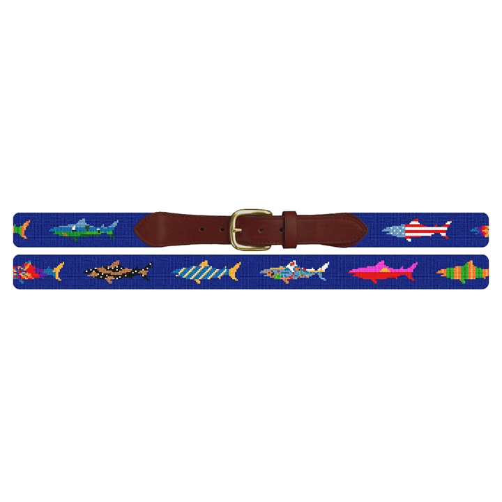 Chatham Great White Shark Needlepoint Belt