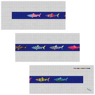 Chatham Great White Shark Needlepoint Belt Kit Stitched Preview
