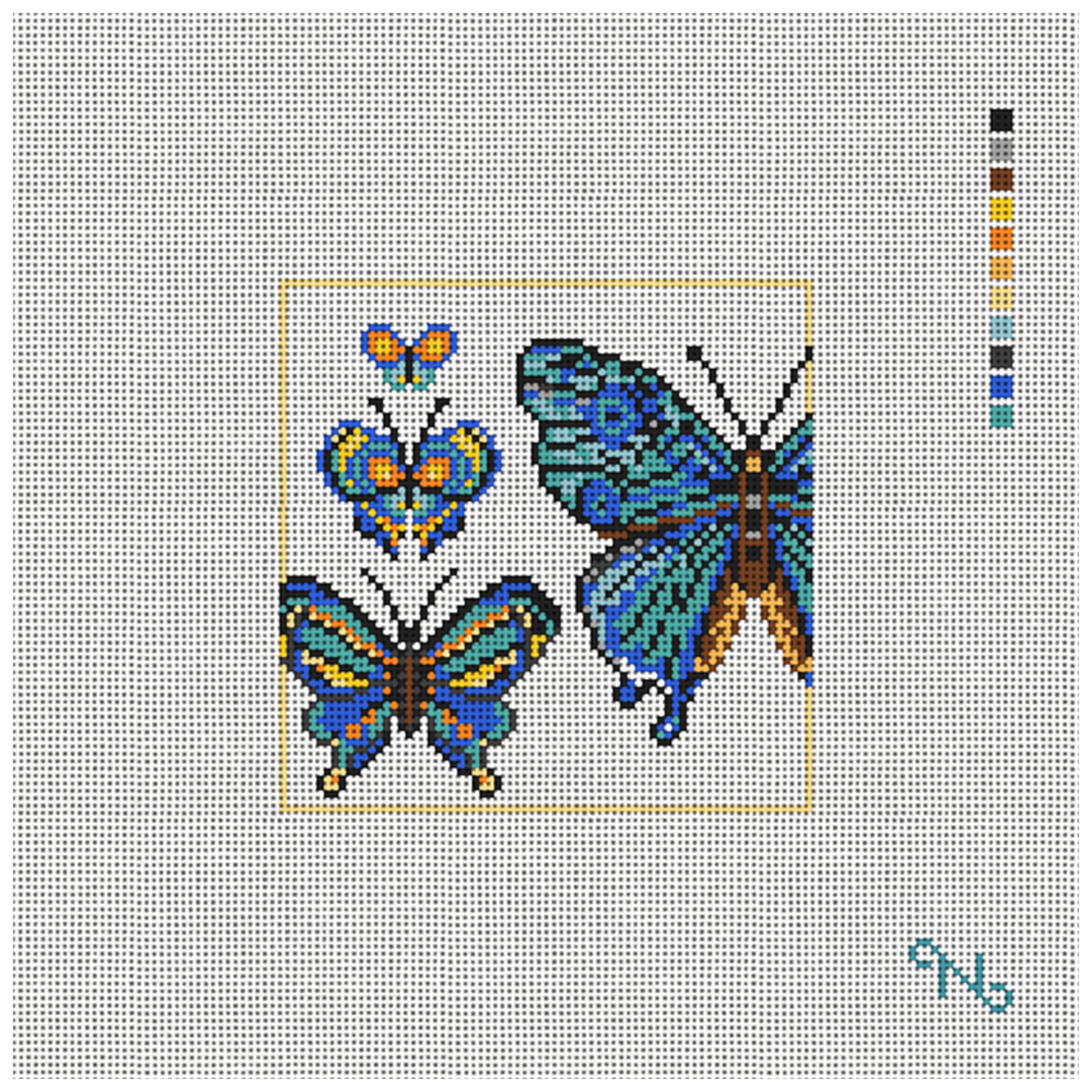 Cheerful Butterflies Needlepoint Coaster Kit