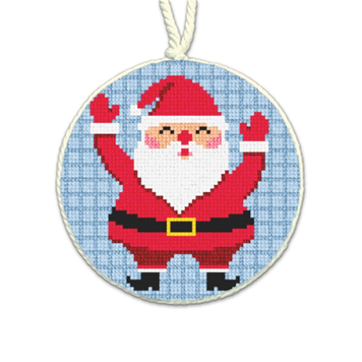 Cheerful Santa Needlepoint Ornament