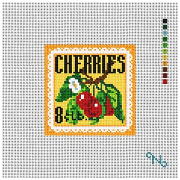 Cheery Cherries Needlepoint Kit Stitched Preview