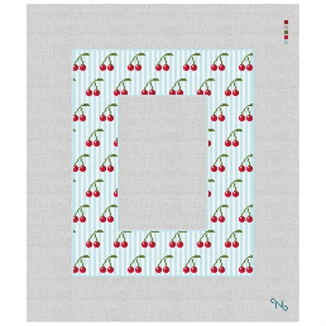 Cherries Picture Frame Needlepoint Kit Stitched Preview