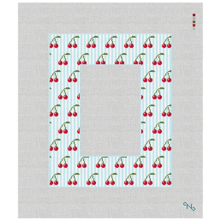 Cherries Picture Frame Needlepoint Kit Stitched Preview
