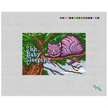 Cheshire Cat Needlepoint Door Hanger Kit Stitched Preview