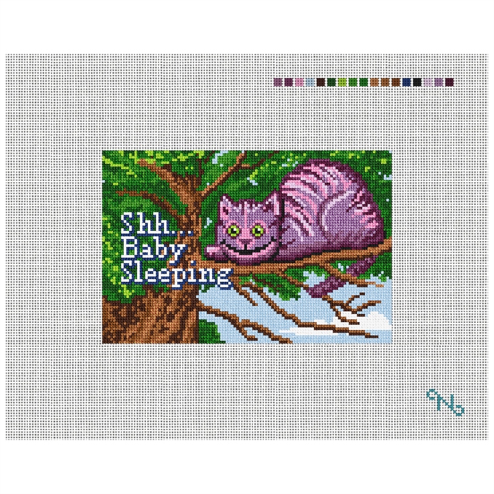 Cheshire Cat Needlepoint Door Hanger Kit Stitched Preview