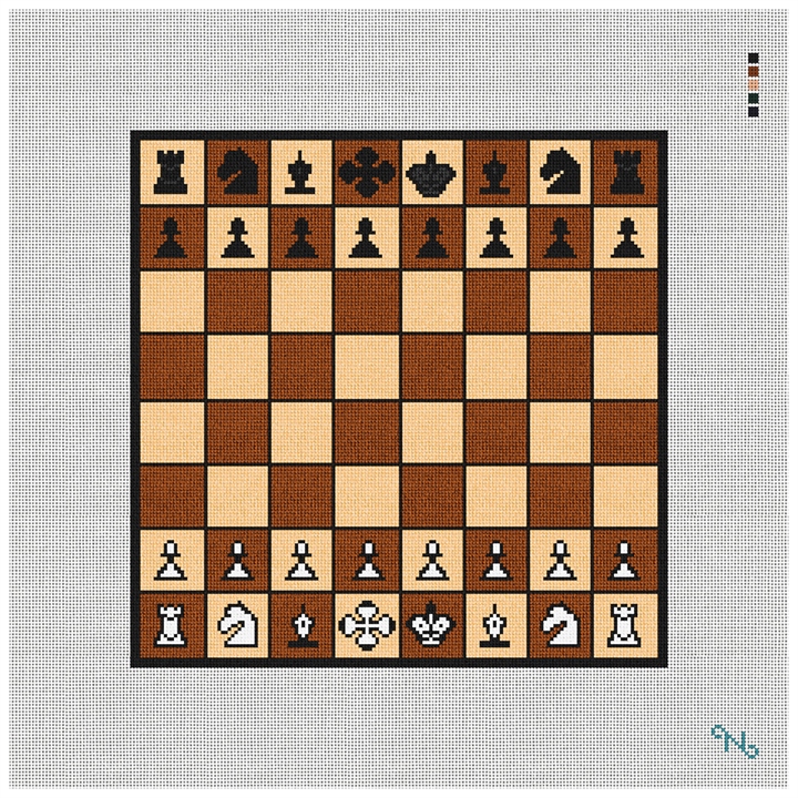 Chess Board Pillow Needlepoint Kit Stitched Preview