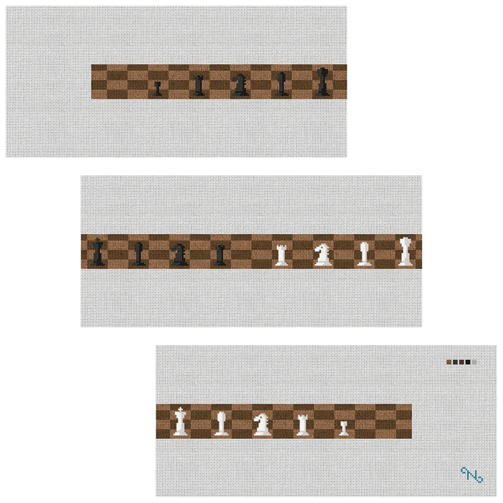 Chess Needlepoint Belt Kit Stitched Preview