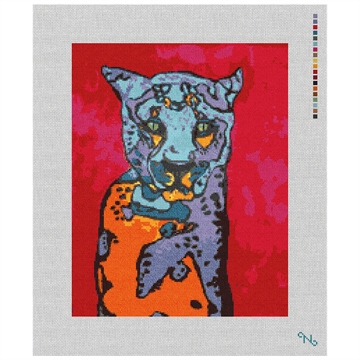 Cheta the Cheetah Needlepoint Kit Stitched Preview