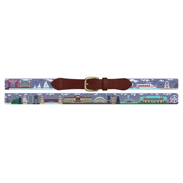 Chicago Landscape Needlepoint Belt