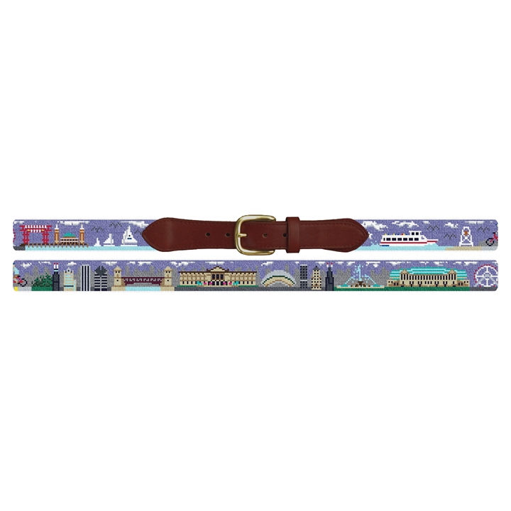 Chicago Landscape Needlepoint Belt
