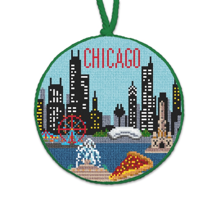 Chicago Needlepoint Ornament